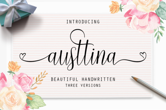 Austtina: A Sweet Script Font Trio for Crafters & Small Product Makers